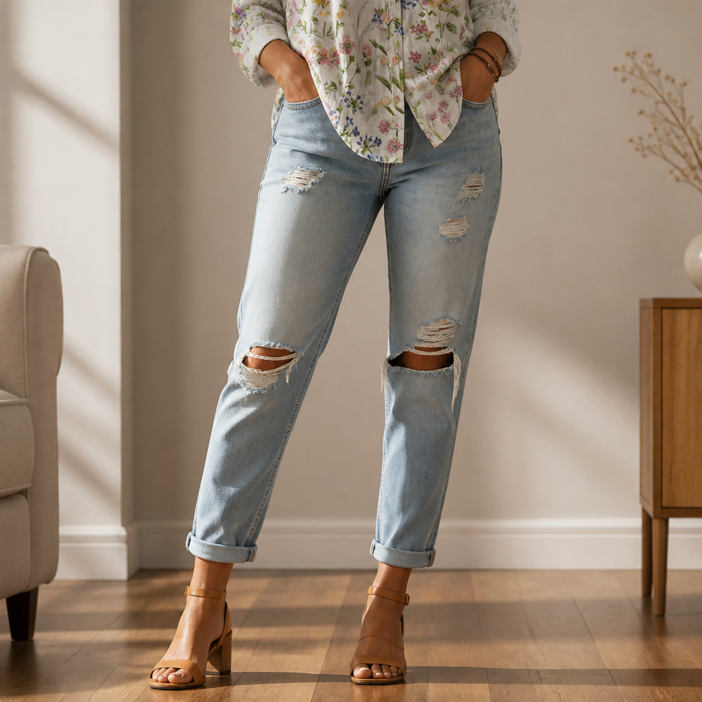 SerenLuxe™ – Breezy Cotton-Linen Floral Shirt with V-Neck