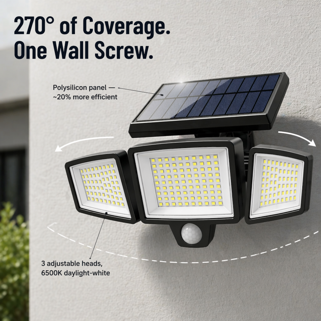 LumaRay™ — Illuminate Every Shadowy Spot With 270° of Solar Motion-Sensing Light