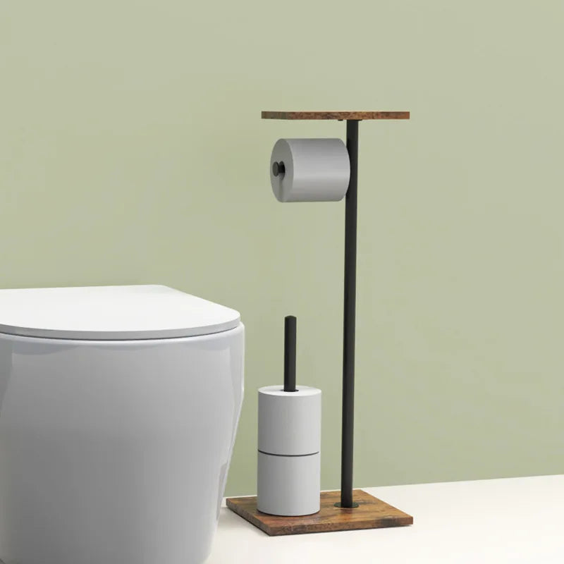 Freestanding Toilet Roll Holder | Tray for Phone and Essentials | Sturdy Stand | BathBridge