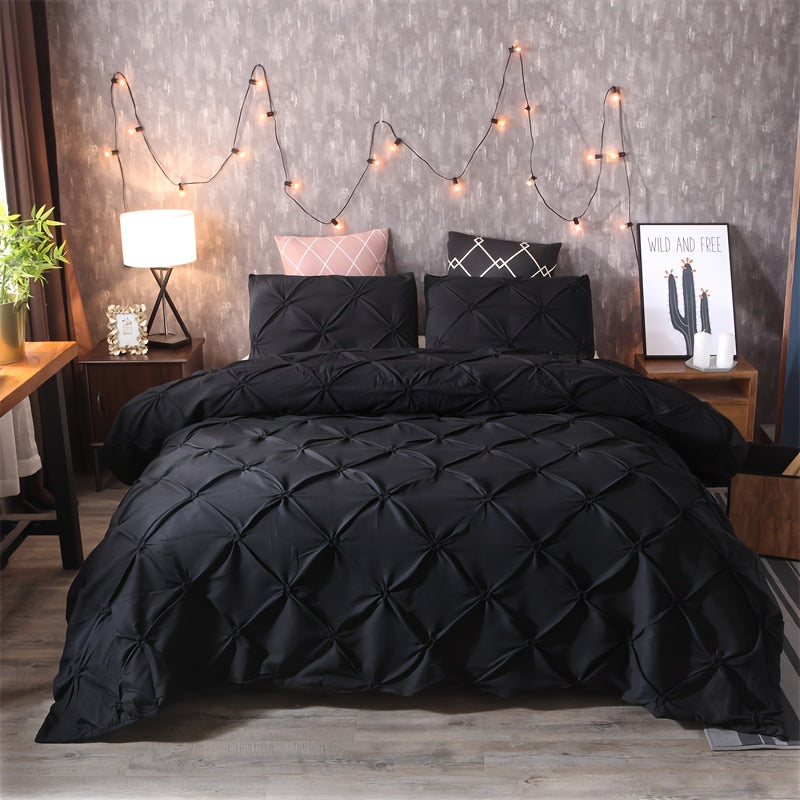 TranquilNest – 3-Piece Pleated Duvet Cover Ensemble