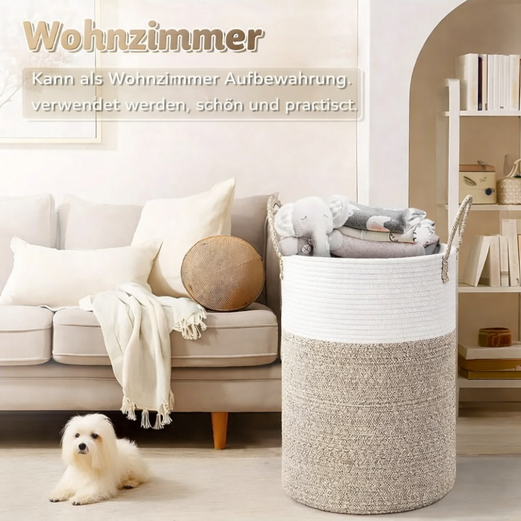Collapsible Cotton Basket | 60L Laundry Hamper | Stylish Storage | RopeBasket