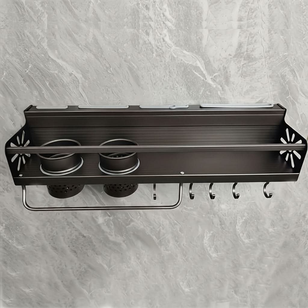 Wall-Mounted Kitchen Storage Rack for Organizing Utensils