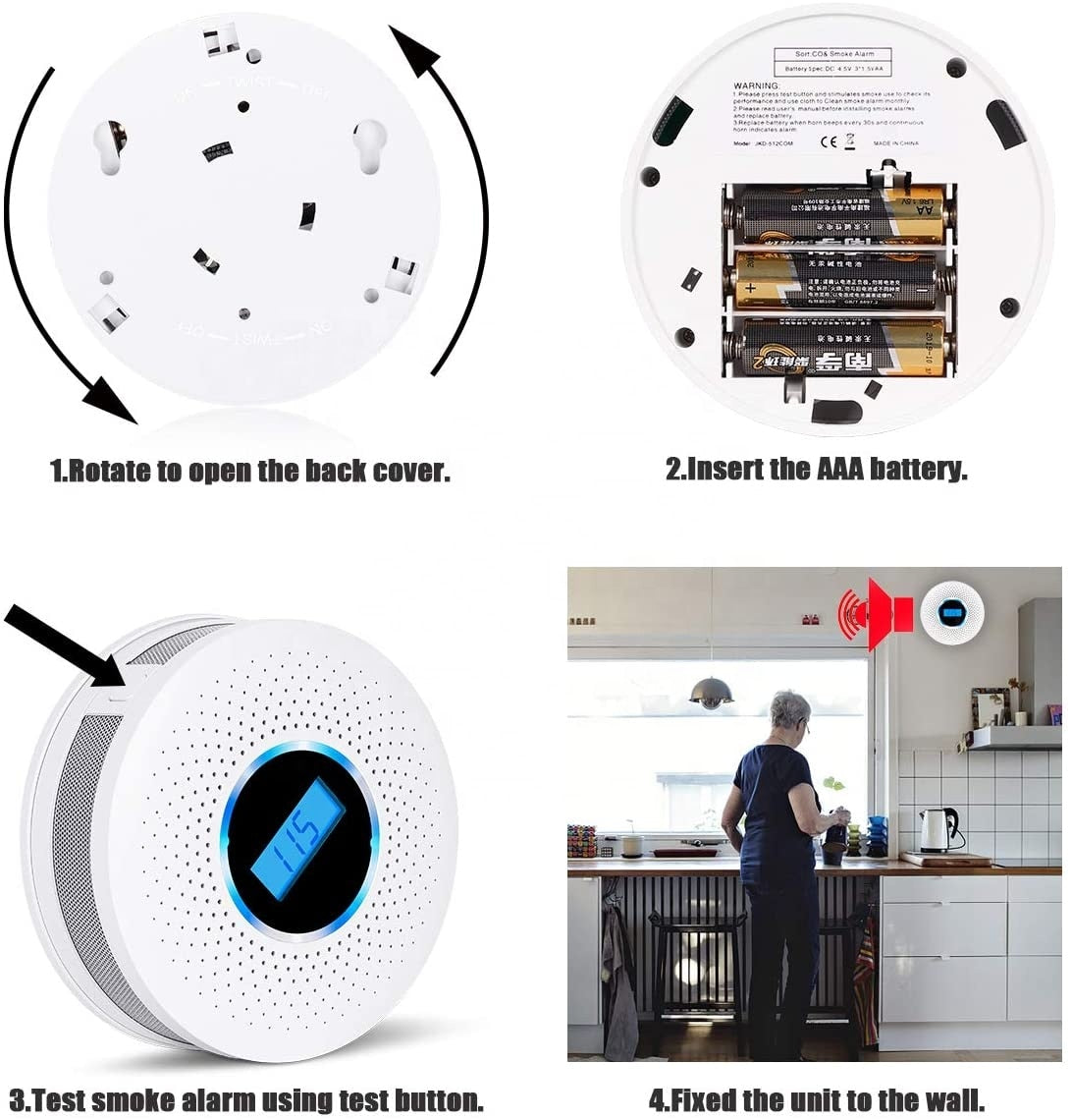 Smoke & Carbon Monoxide Alarm | Dual Sensor System | Loud Warning | AirSecure