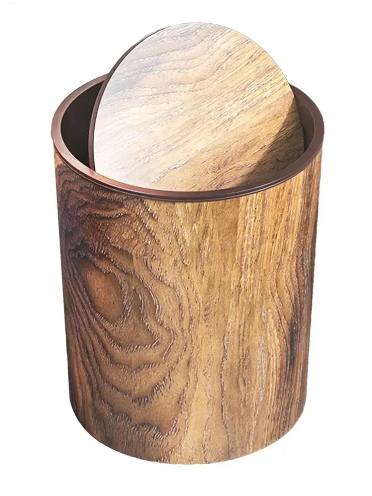 Trash Bin with Swing Lid | Wooden Look | Quiet and Tidy | HyggeBin
