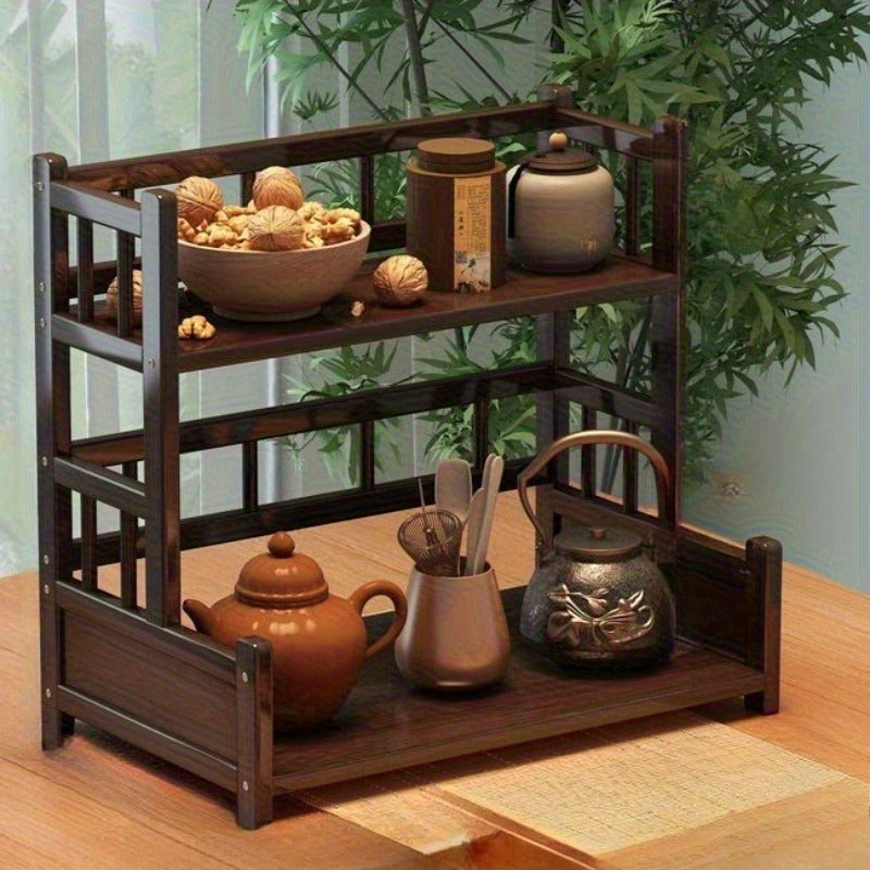 Chic Wooden Multi-Level Tea Station Organizer