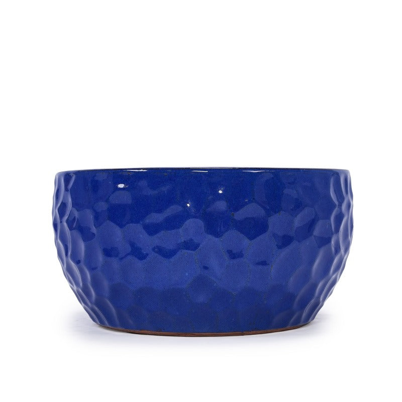 Artisan Crafted Cobalt Blue Ceramic Planter Trio