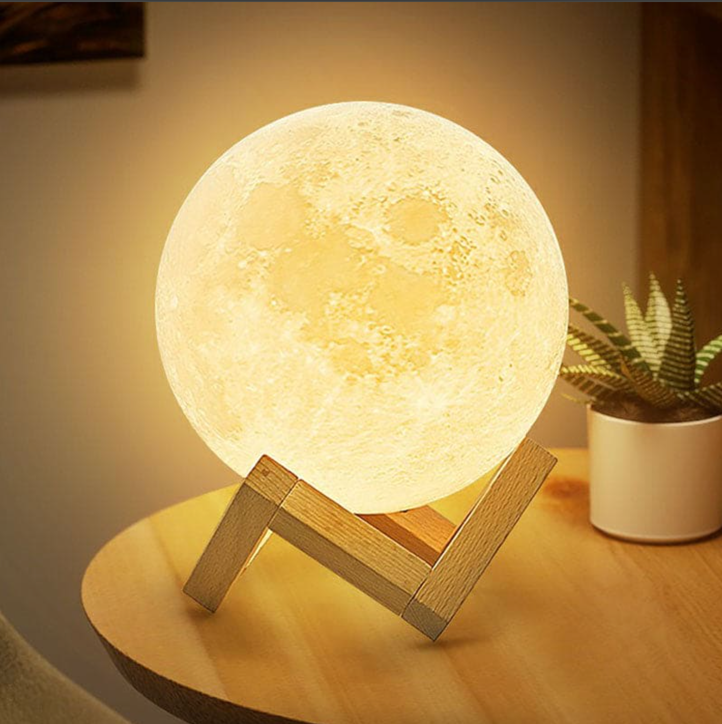 Wireless LED Rechargeable Table Lamp Magical Moon Lamp - Nightstand | Living Room Lamp