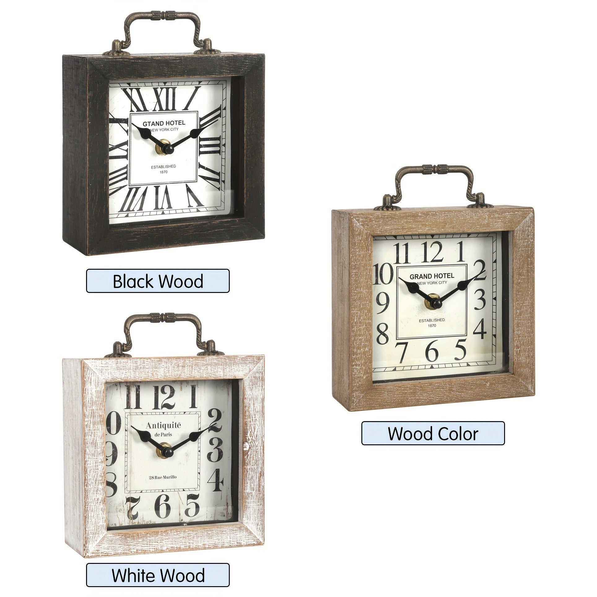 TimberNest - Charming Wooden Shelf Clock with Glass Shield