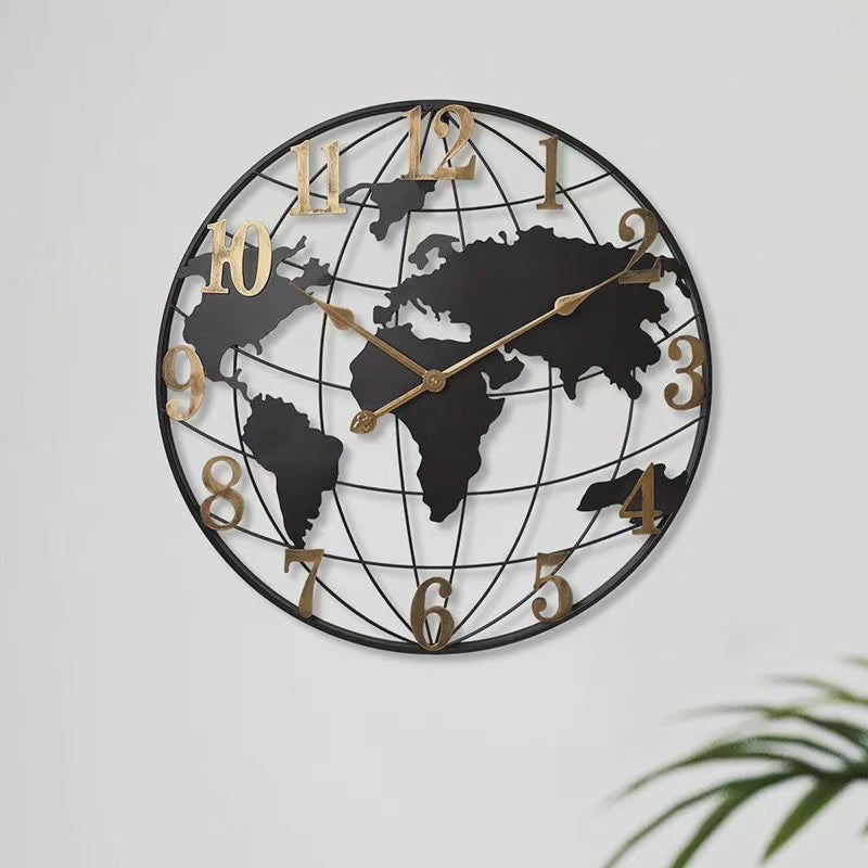 60cm Global Map Decorative Clock for Modern Interiors