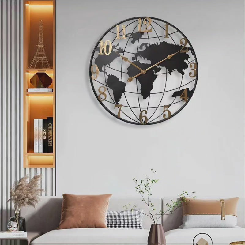 60cm Global Map Decorative Clock for Modern Interiors