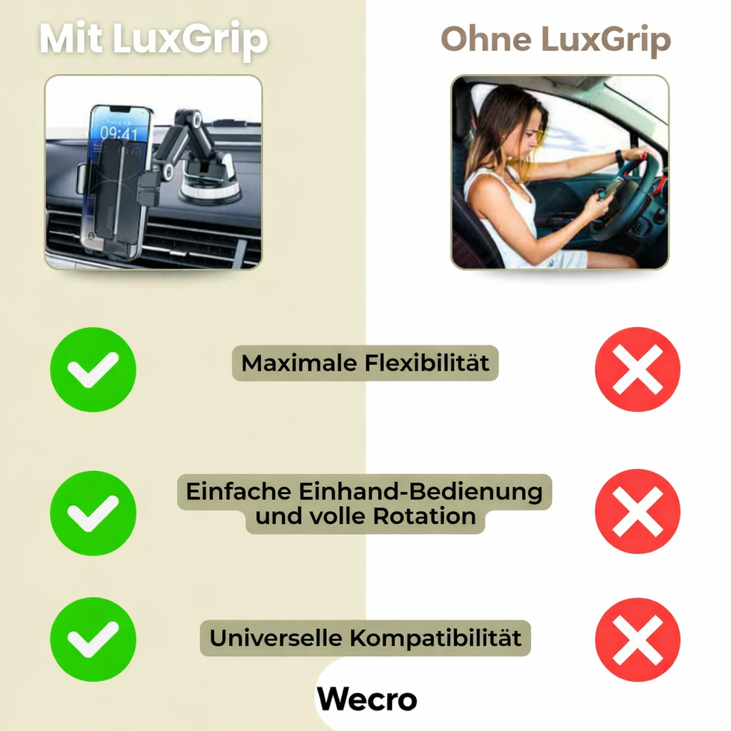Phone Mount | Suction Cup Smartphone Holder with 360° Rotation | LuxGrip