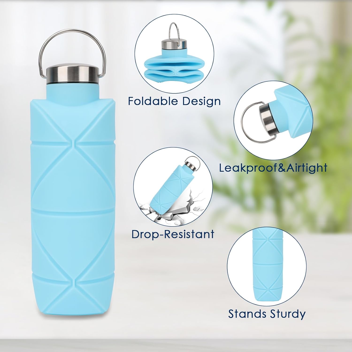Portable Silicone Water Bottle – 750 ML, Leak-Resistant & Eco-Conscious