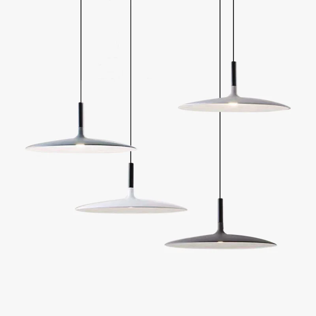 Contemporary White Metal Hanging Lamp – LED, Adjustable Height