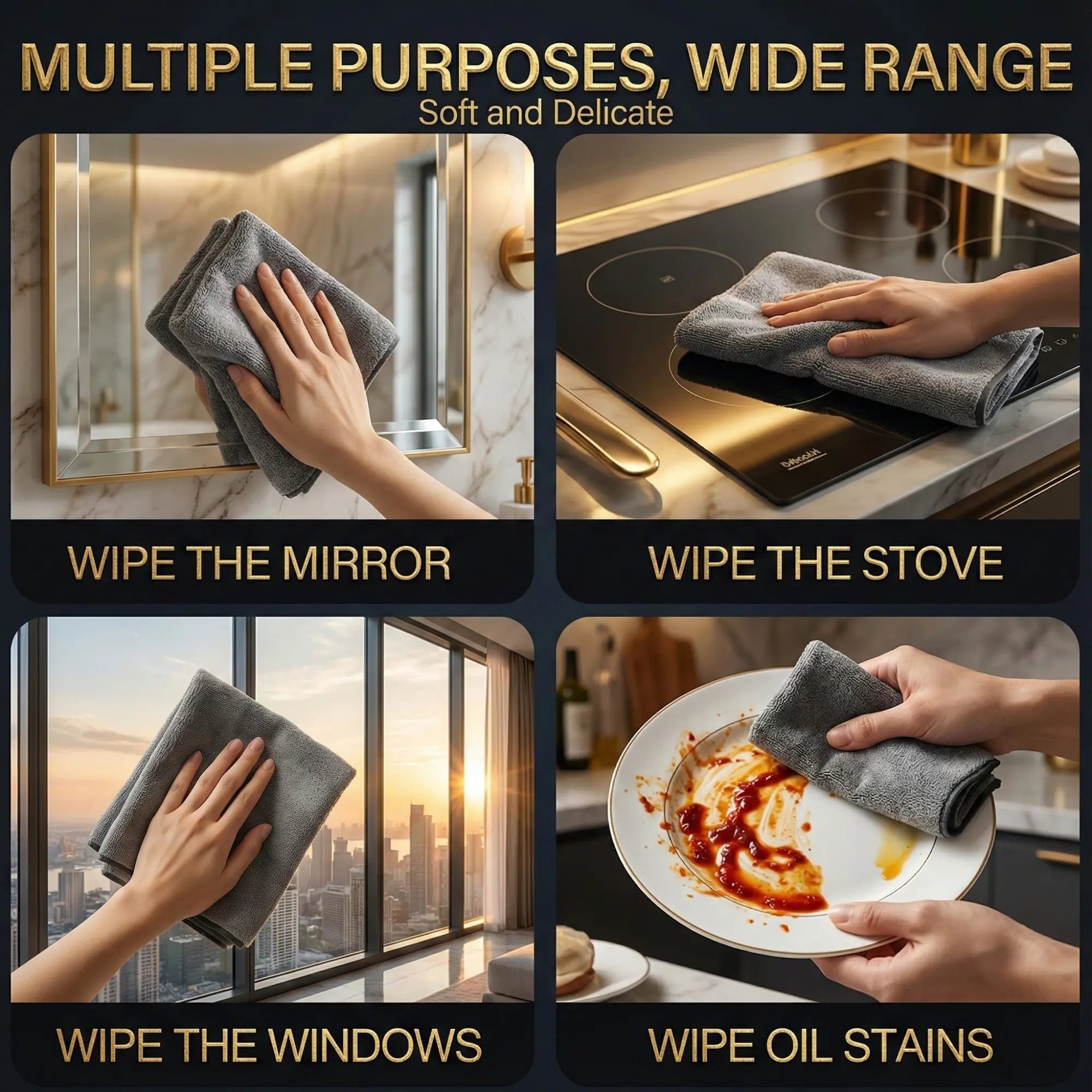 Microfiber Glass Cleaning Cloths | No Lint | Streakless and Reusable | ClearWipe