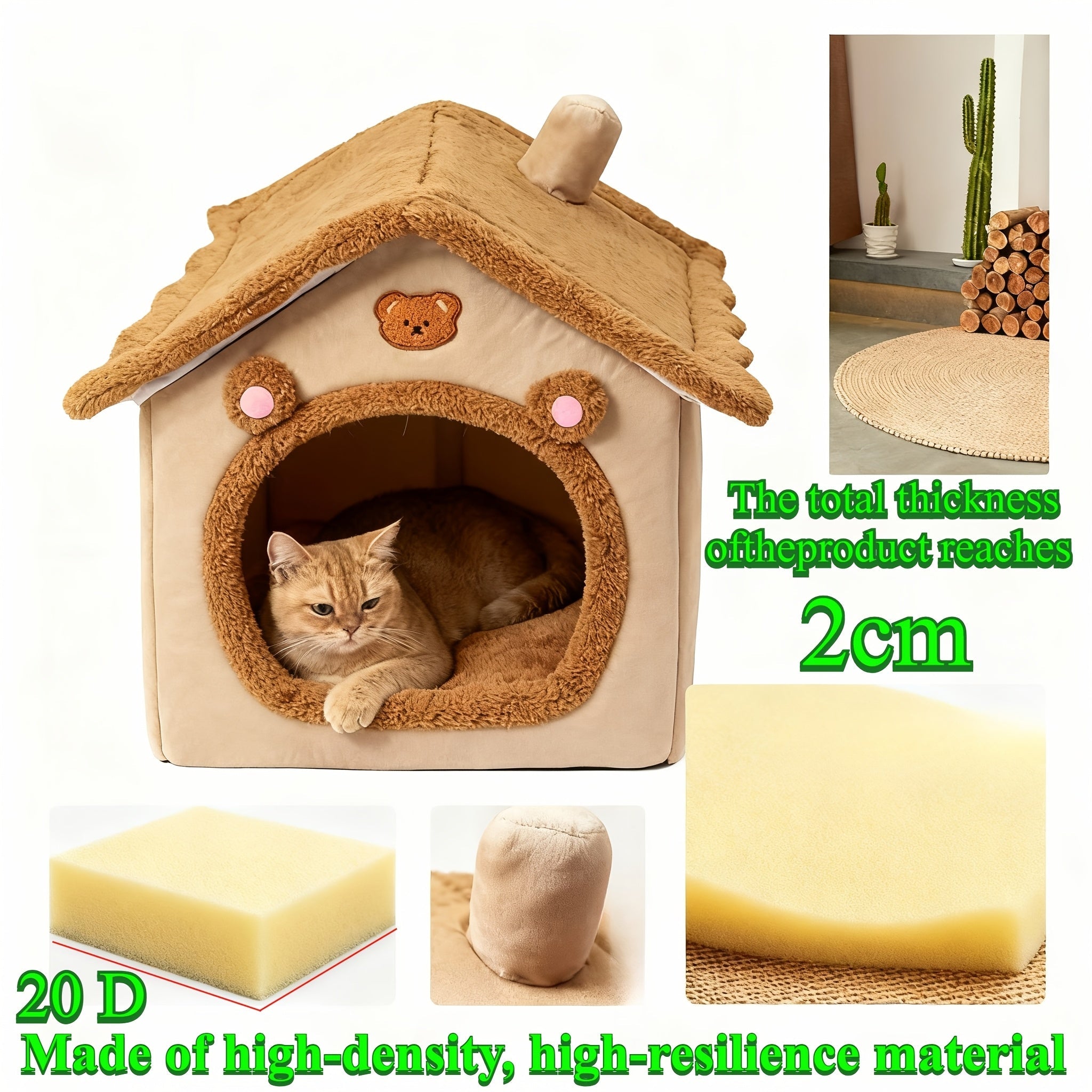Cozy Retreat - Enclosed Plush Cat Bed for Winter Warmth