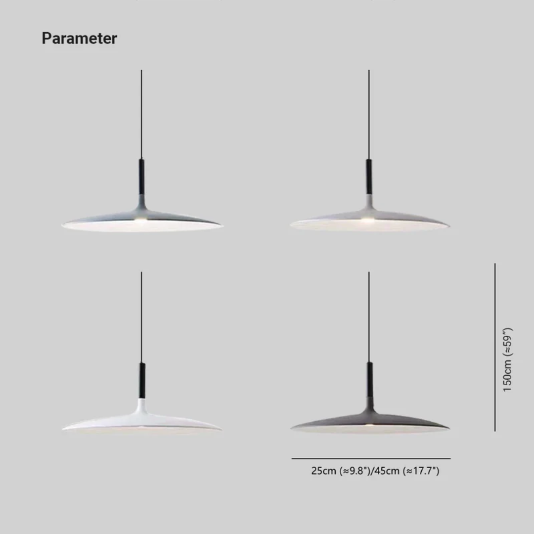 Contemporary White Metal Hanging Lamp – LED, Adjustable Height