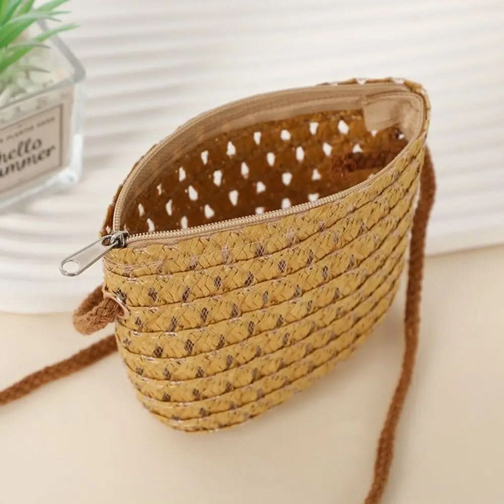 Woven Straw Mini Crossbody Bag