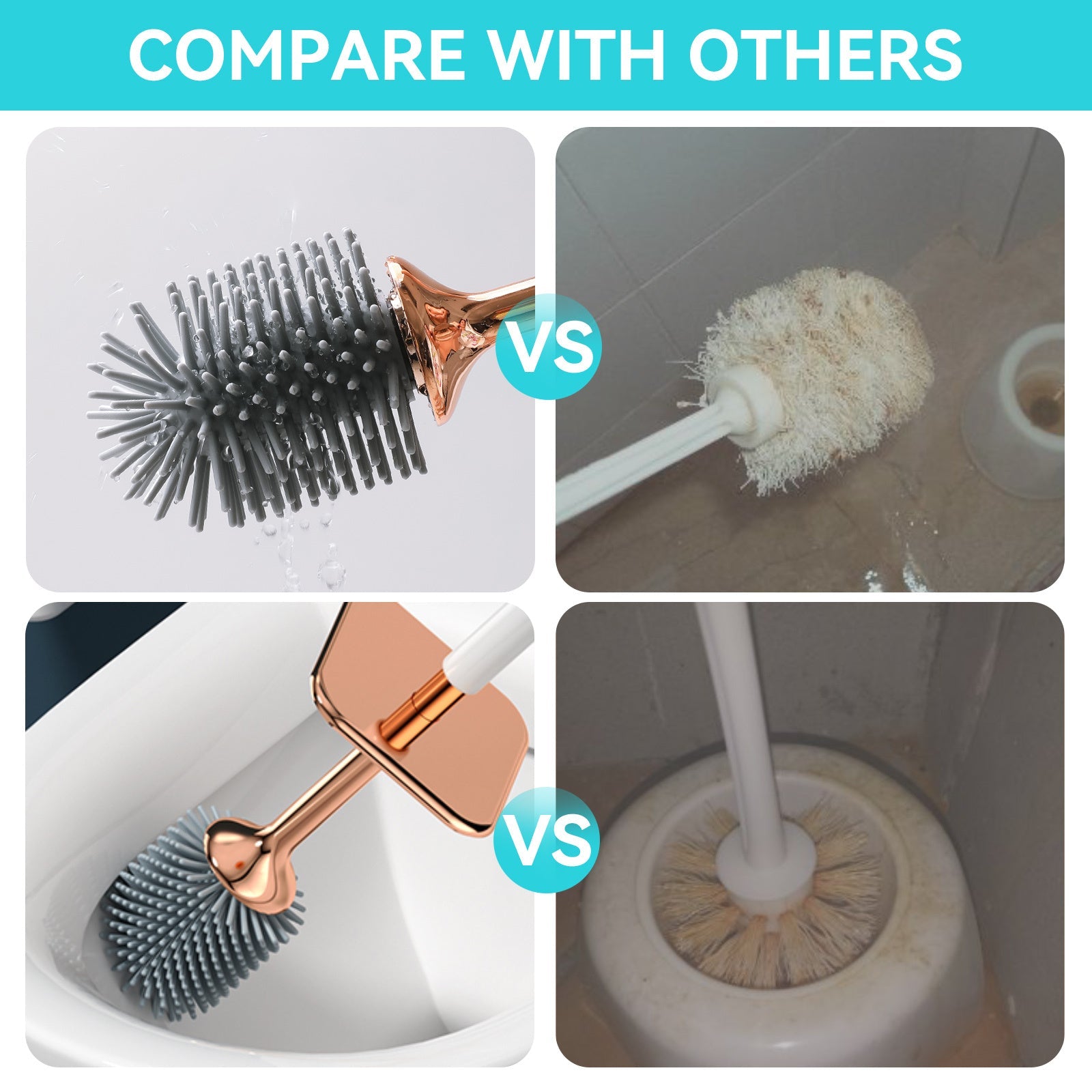 CLEANSWIFT - Sleek Bathroom Brush with Sturdy Holder