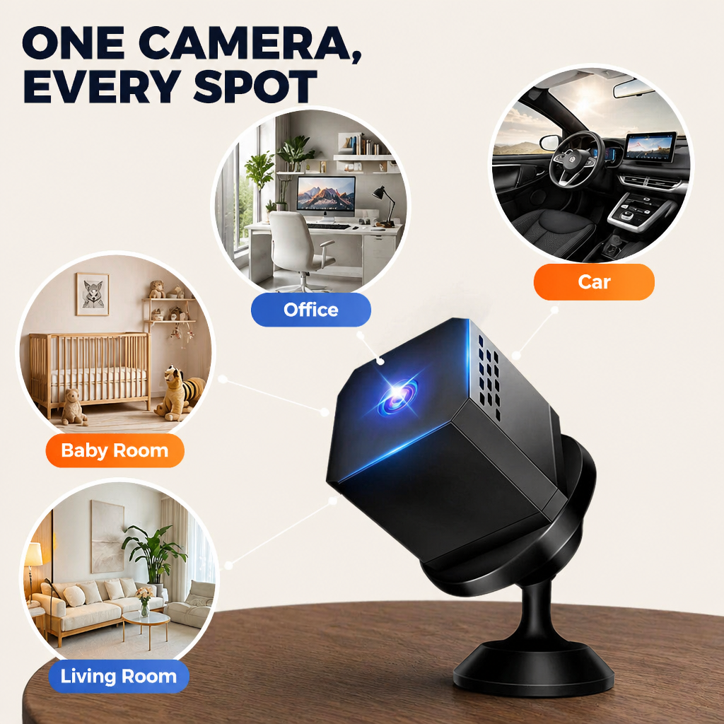 Zoomora™ Mini Cam — View Every Room Day and Night, Wherever You Are