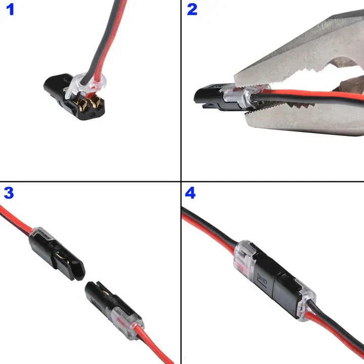 50-Pack Plug-In Connectors for 2-Pole Cables – No Stripping Needed
