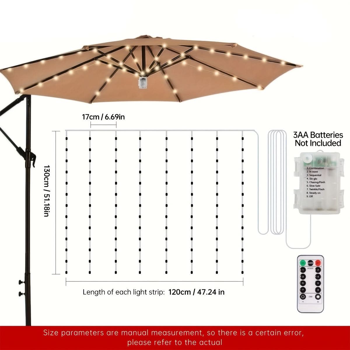 Remote-Controlled Cordless Light for Patio Umbrellas