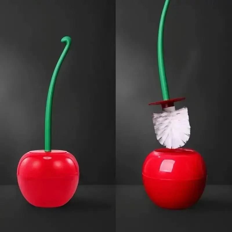 Cherry-Shaped Toilet Brush Holder Set