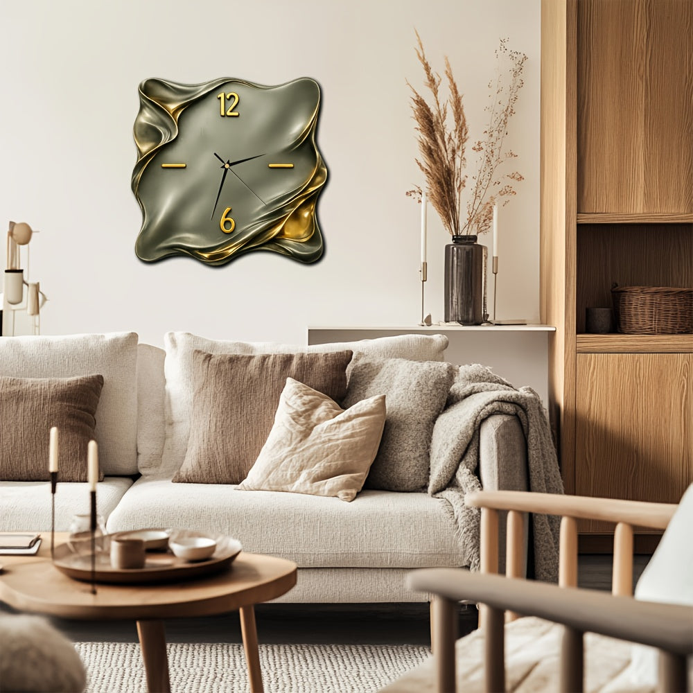 Timeless Wood Square Wall Clock with Luxe Gold Trim