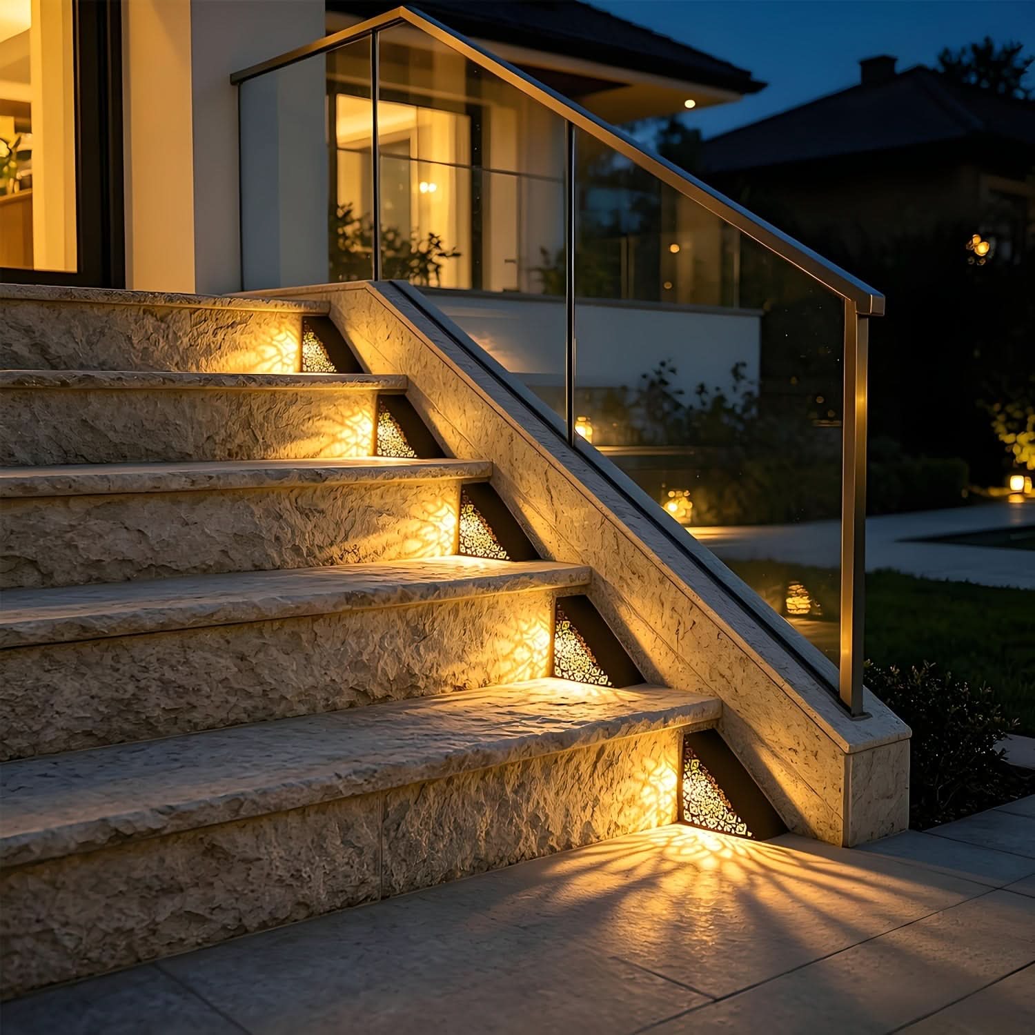 Outdoor Solar Step Lights in Metal Design