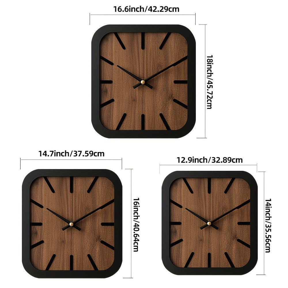 TimberCraft - Artisan Square Wooden Clock with Battery Operation