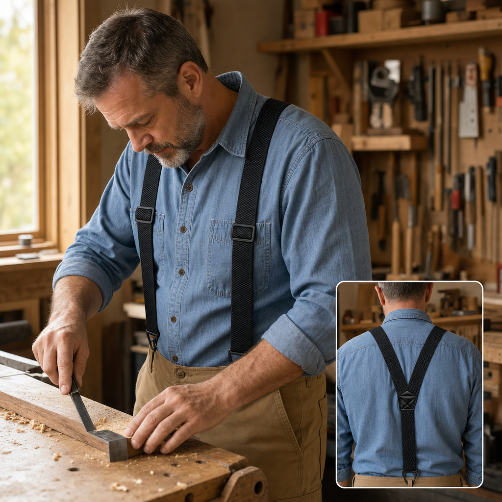 IronMark™ – Rugged Belt-Loop Suspenders with Carabiner Hook Clips