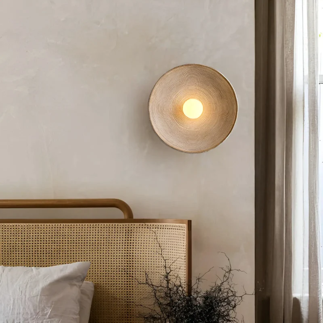Round Wall Lamp Made from Glass & Resin – Wabi-Sabi Style, Tri-Color Palette