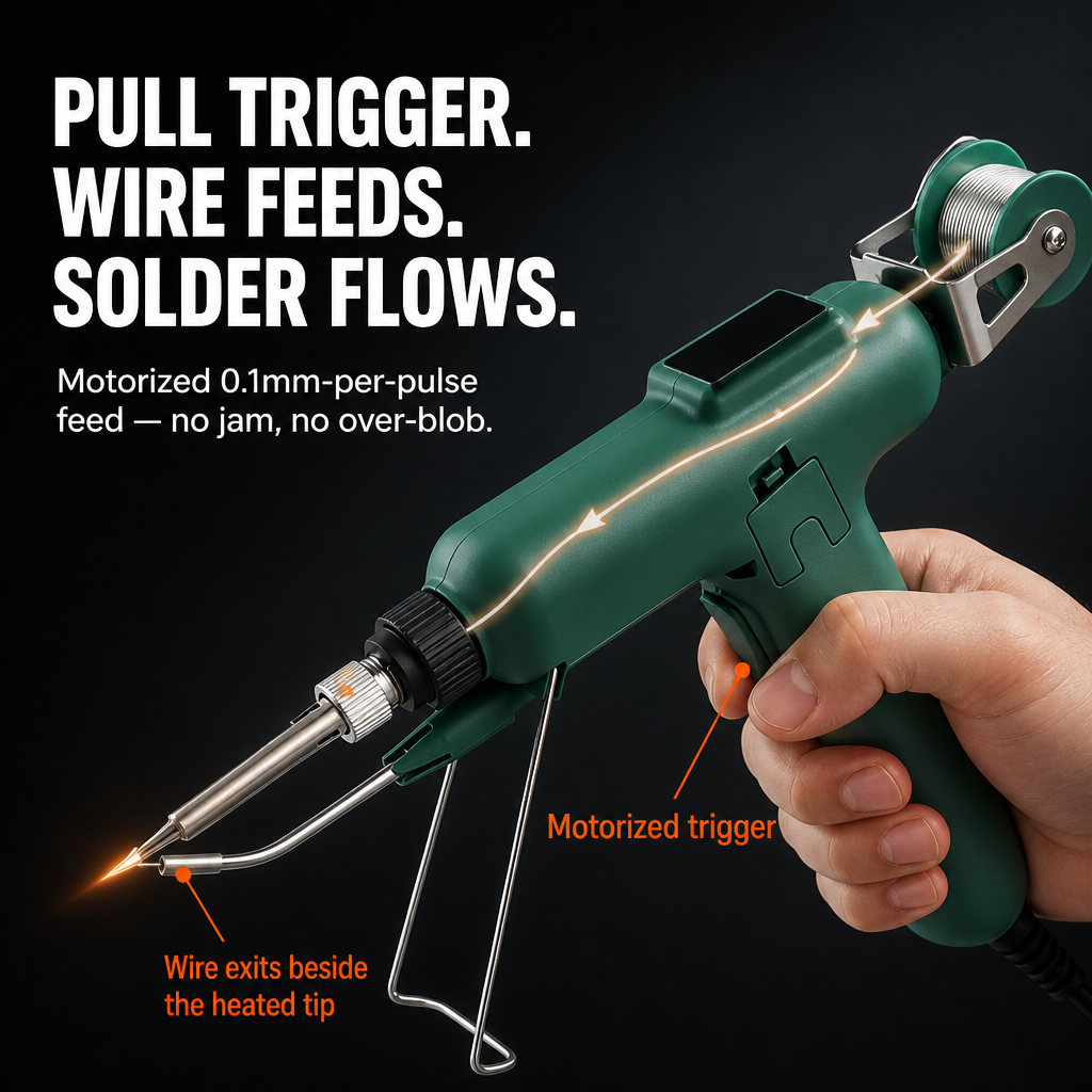 FluxPro™ — One-Handed Soldering in 30 Seconds with Auto-Feed Trigger