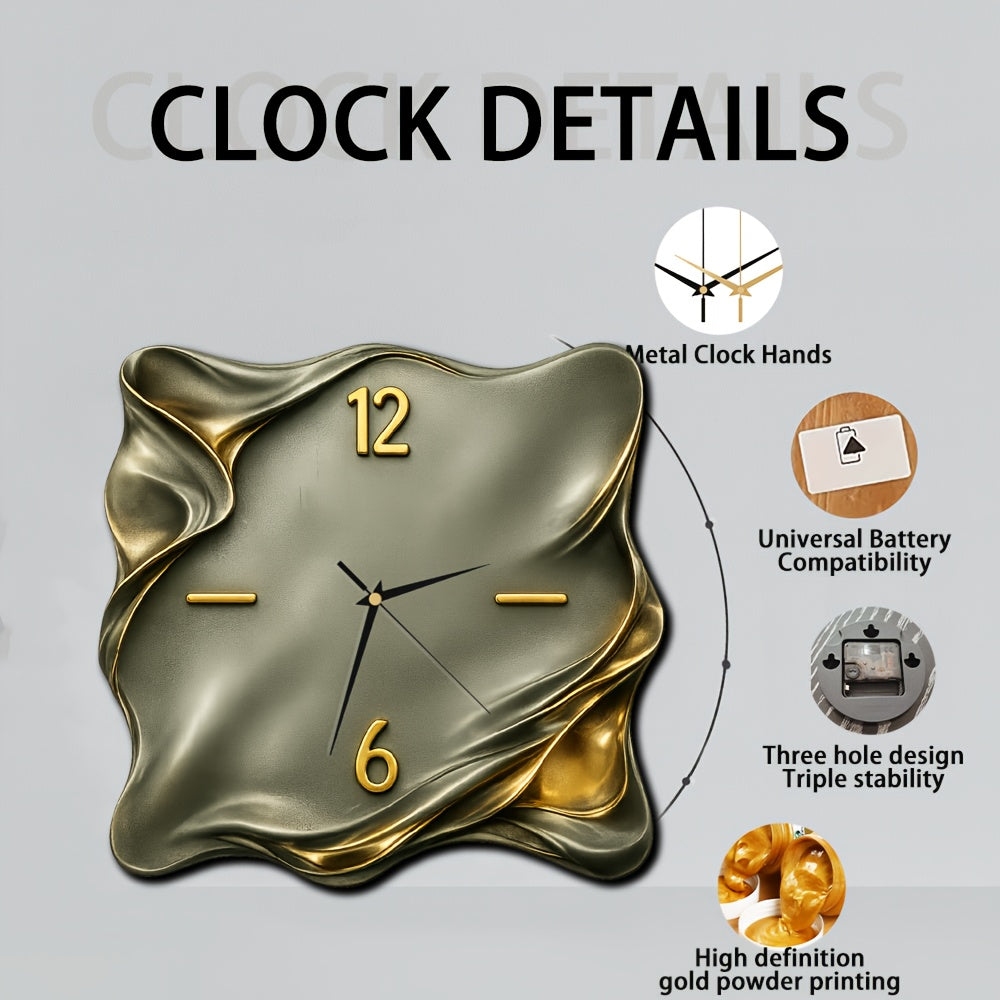Timeless Wood Square Wall Clock with Luxe Gold Trim