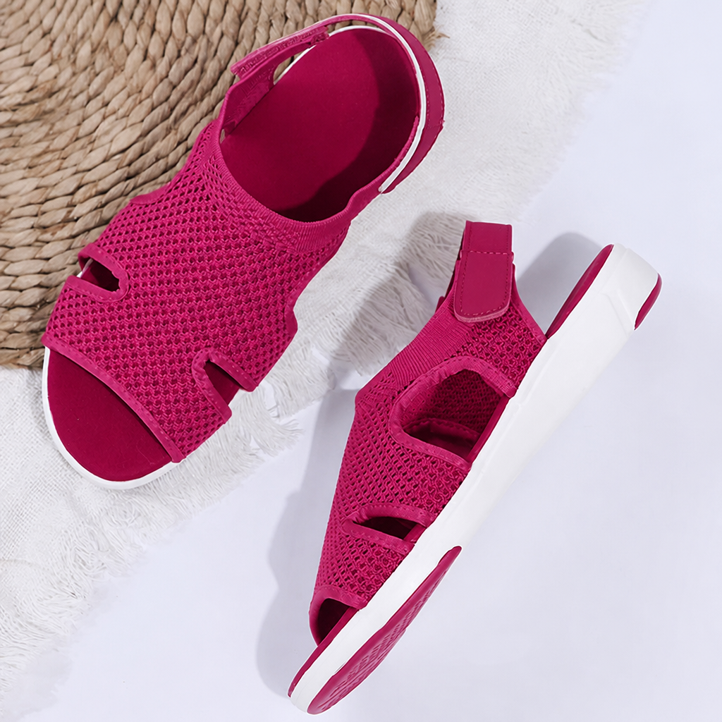 AeroLuxe™ – Padded Mesh Slingback Sandals with Velcro Closure