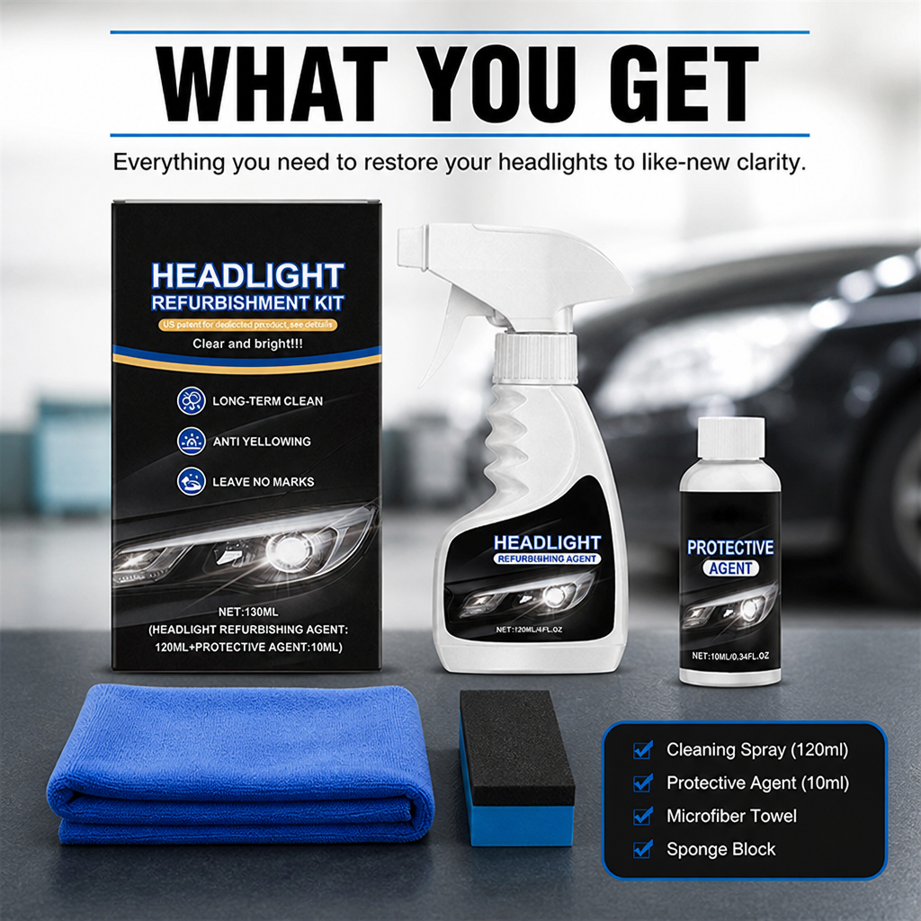RadiantBeam™ Restoration Kit — Bring Your Headlights Back to Life and Own the Night with Crystal-Clear Confidence
