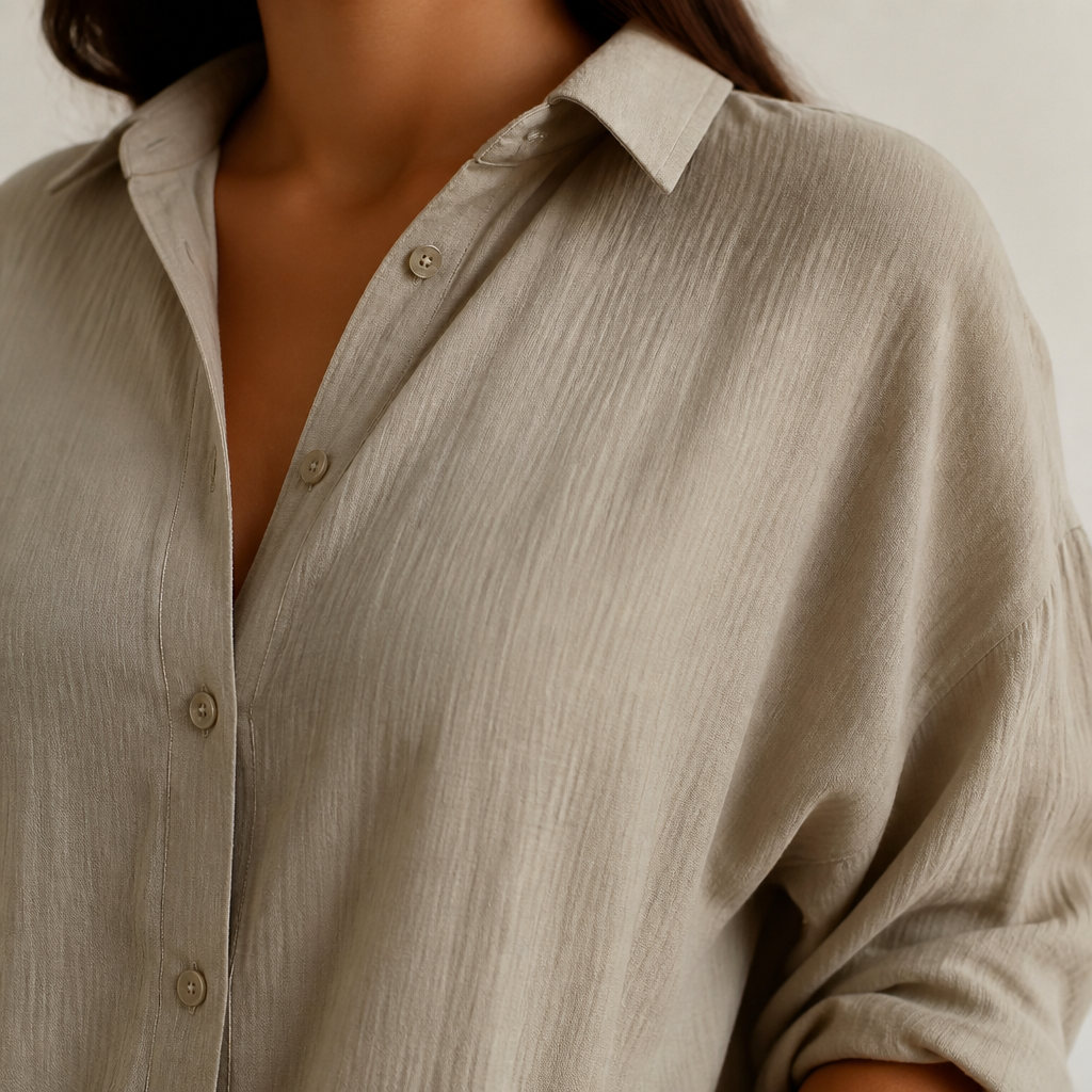 AvioraLuxe™ Pleated Lapel Shirt — Feel Stunningly Confident and Fresh All Day Long