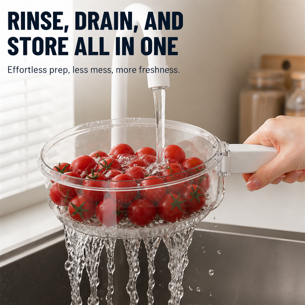 PureFlow™ Basket — Make Meal Prep a Breeze with Effortless Rinsing and Freshness Locked In