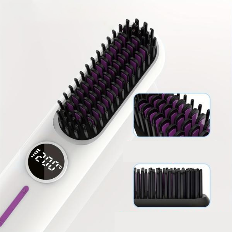 Temperature Display Cordless Hair Straightening Brush