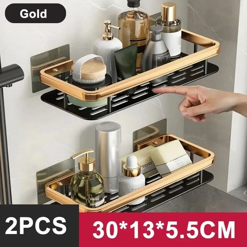 Aluminum Wall-Mounted Shelf Organizer for Bathroom Storage