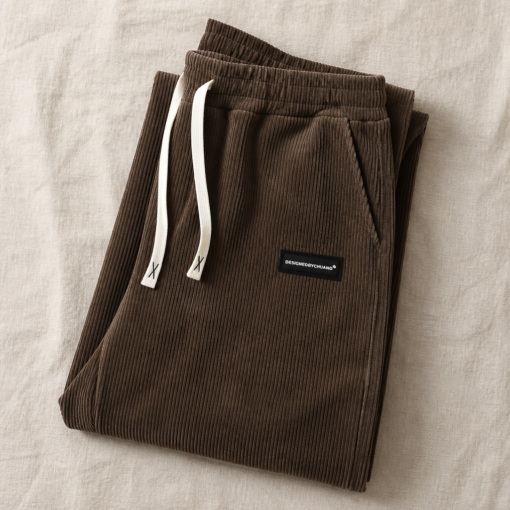 BlazeStride™ – Comfortable Straight-Leg Corduroy Trousers with Drawstring Waist