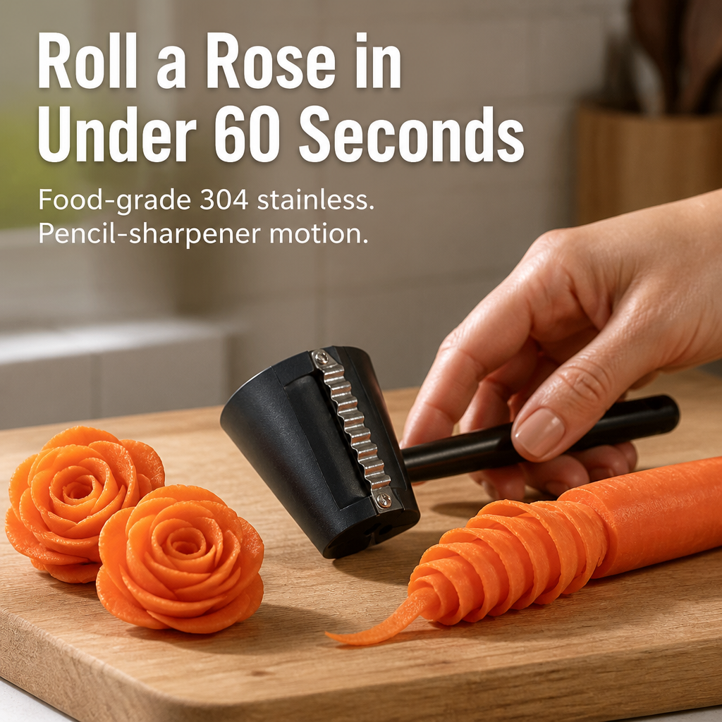 BloomCurl™ — Twist Carrots Into Bistro-Quality Roses in Less Than a Minute