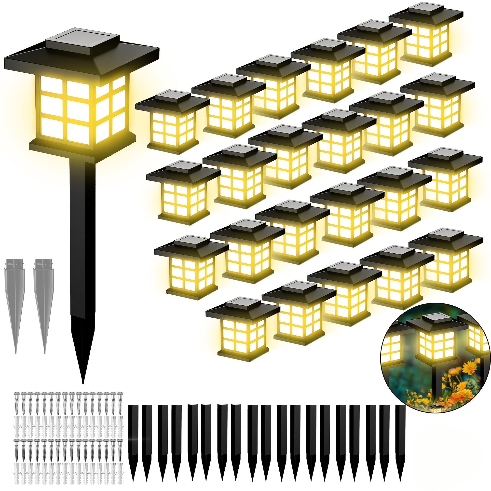 RadiantGlow - 24-Piece Multi-Hued Solar Garden Lighting Set