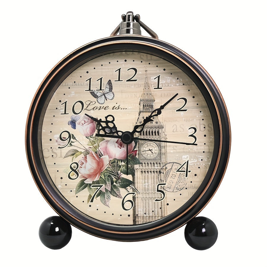 Classic European Metal Alarm Clock with Silent Operation