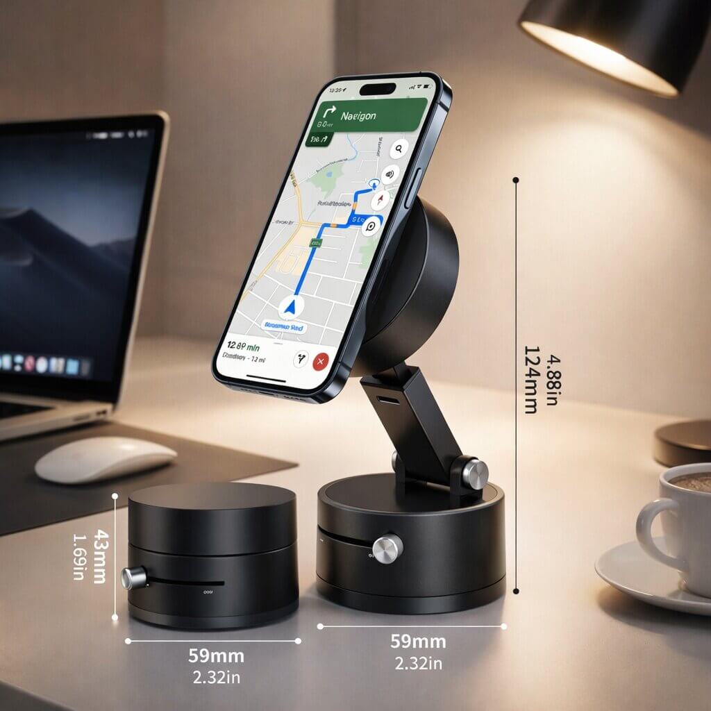 Car Phone Mount with Suction Base | Magnetic Grip | Flexible, Rotatable, and Foldable | Magnevo