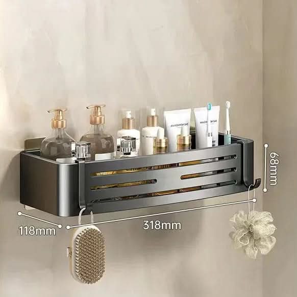 Self-Adhesive Aluminum Shelf Organizer for Bathroom Storage