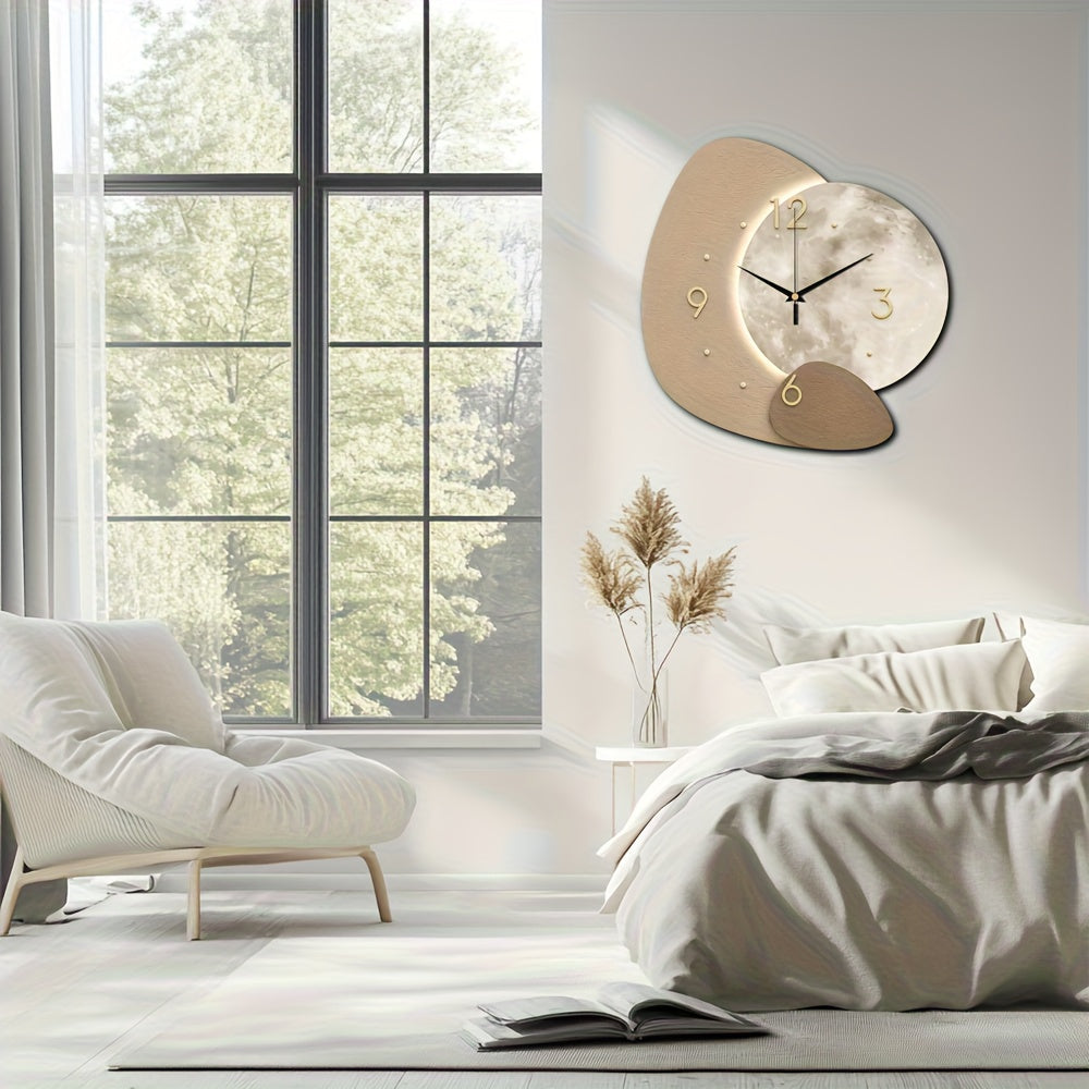 TimberCraft - Exquisite Wooden Wall Clock with Gold Accents