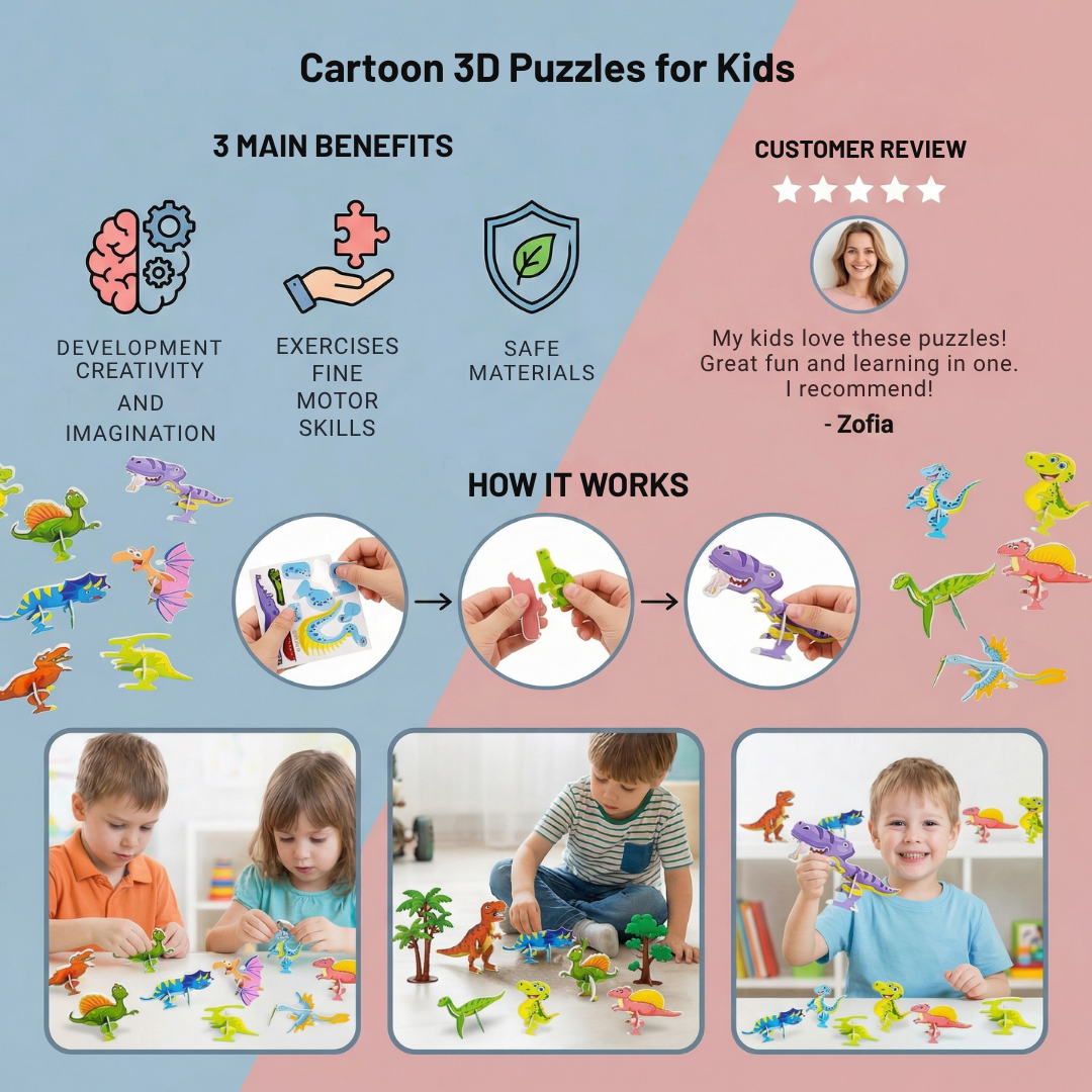 BraveCraft™ 3D Cartoon Puzzle Set — Ignite Joy and Spark Limitless Imagination in Every Snap