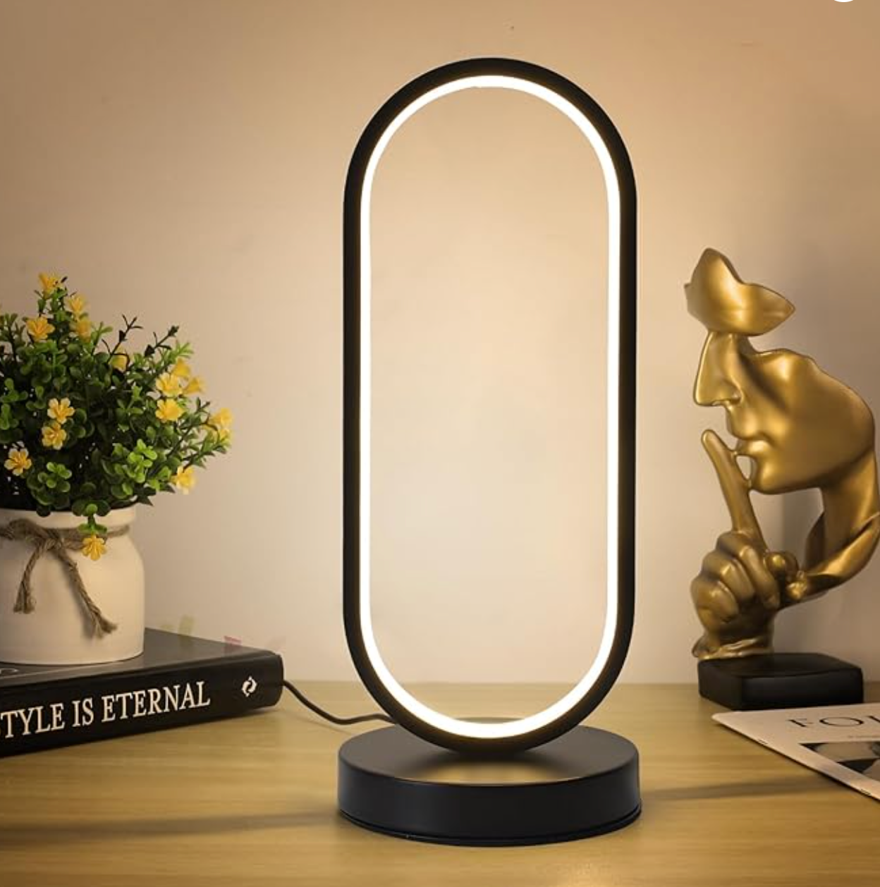 OvalGlow | Modern Touch-Control LED Desk Lamp with 3 Color Modes and Dimmable Light