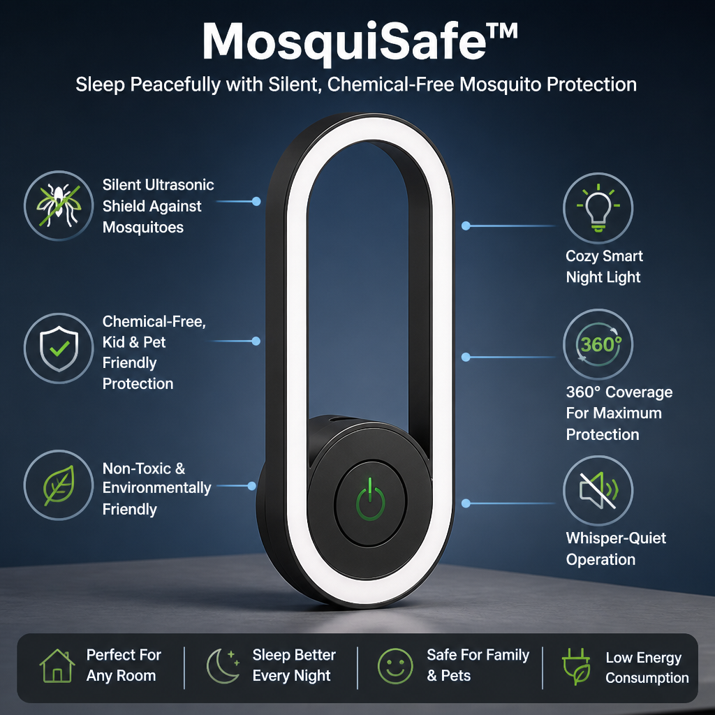 MosquiSafe™ — Sleep Peacefully with Silent, Chemical-Free Mosquito Protection