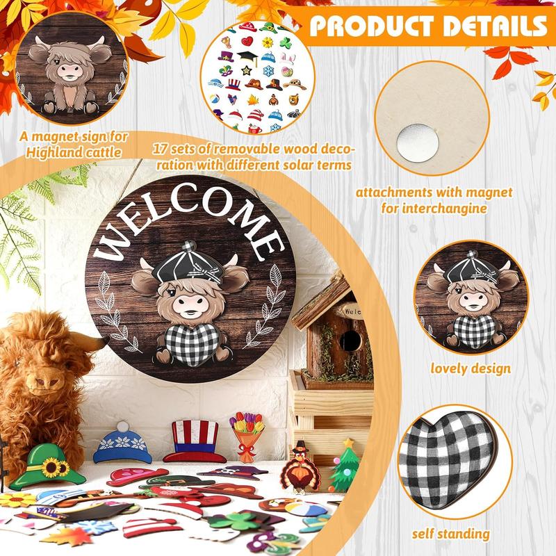 VivaVibe™ Highland Cow Sign — Transform Your Home’s Welcome with Effortless, Ever-Changing Festive Charm